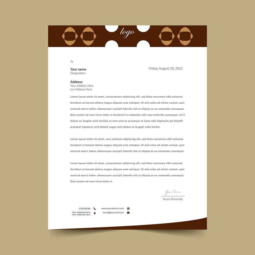 Brown Circle Shape Header Letterhead vector