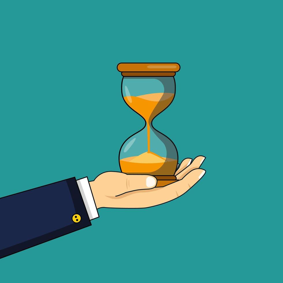 Businessman Hand Holding Hourglass vector