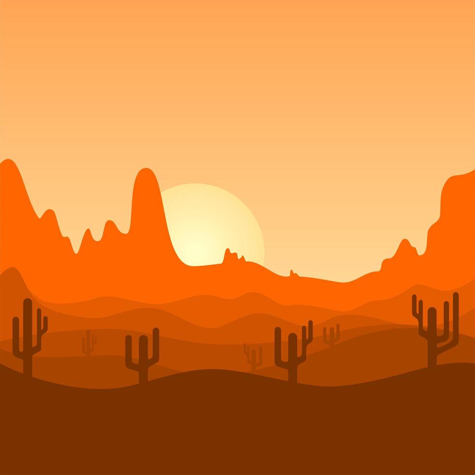 paisaje desértico en naranja y marrón vector