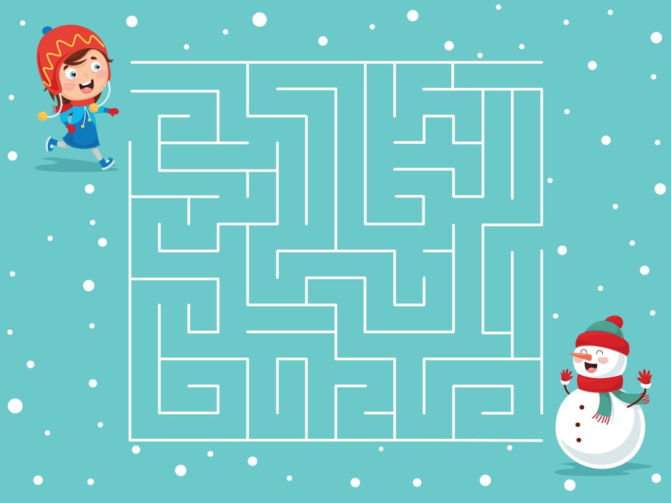  Kids Winter Themed Maze Game  vector