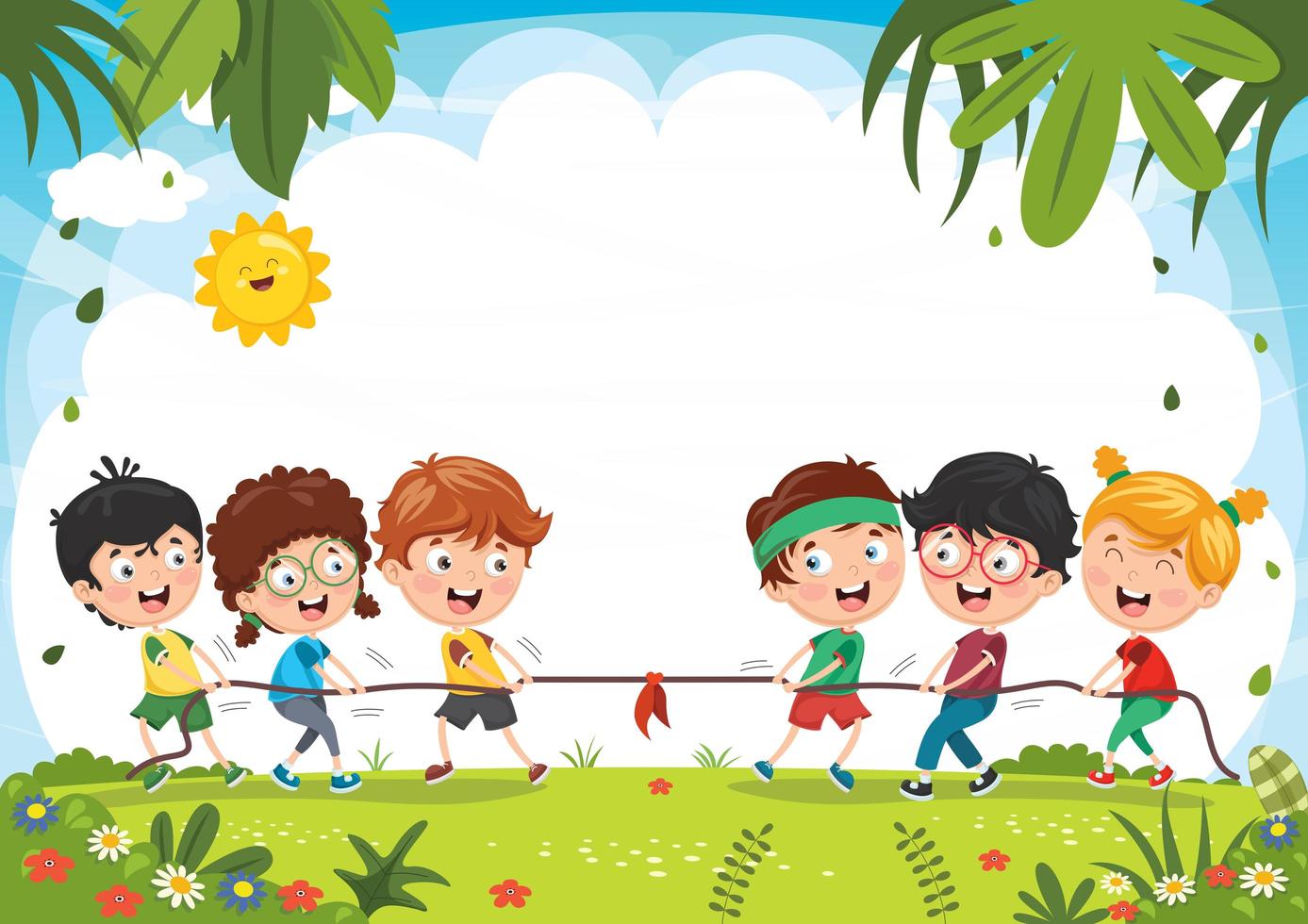 Kids Playing Pulling Rope vector