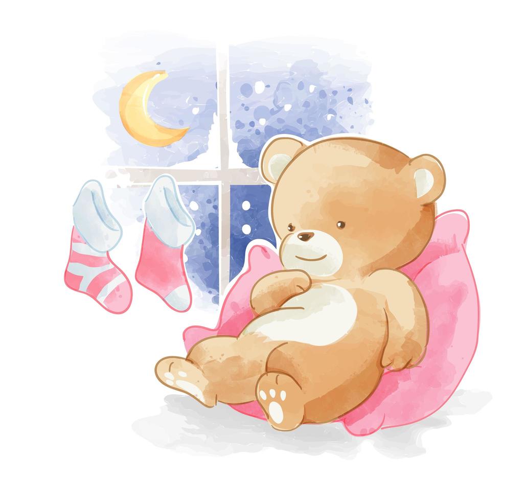 Bear sleeping by the window in winter vector