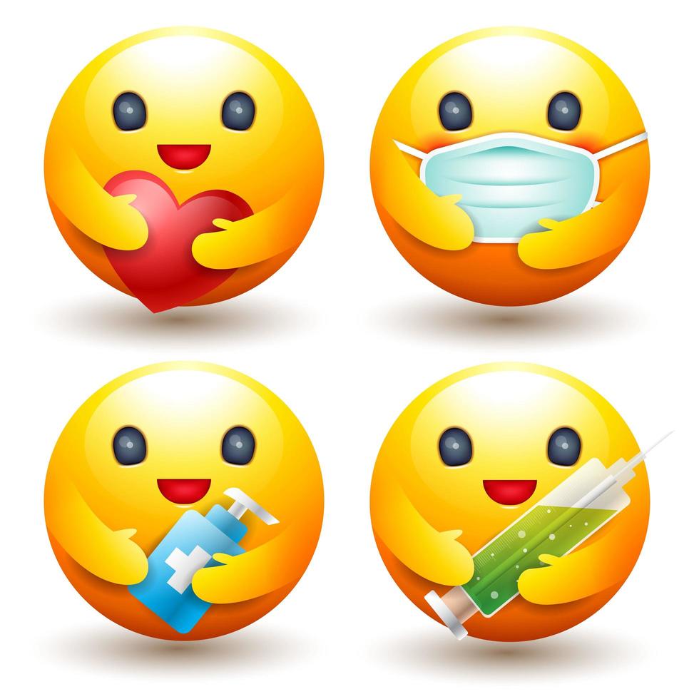 Protect and disease smiley set vector