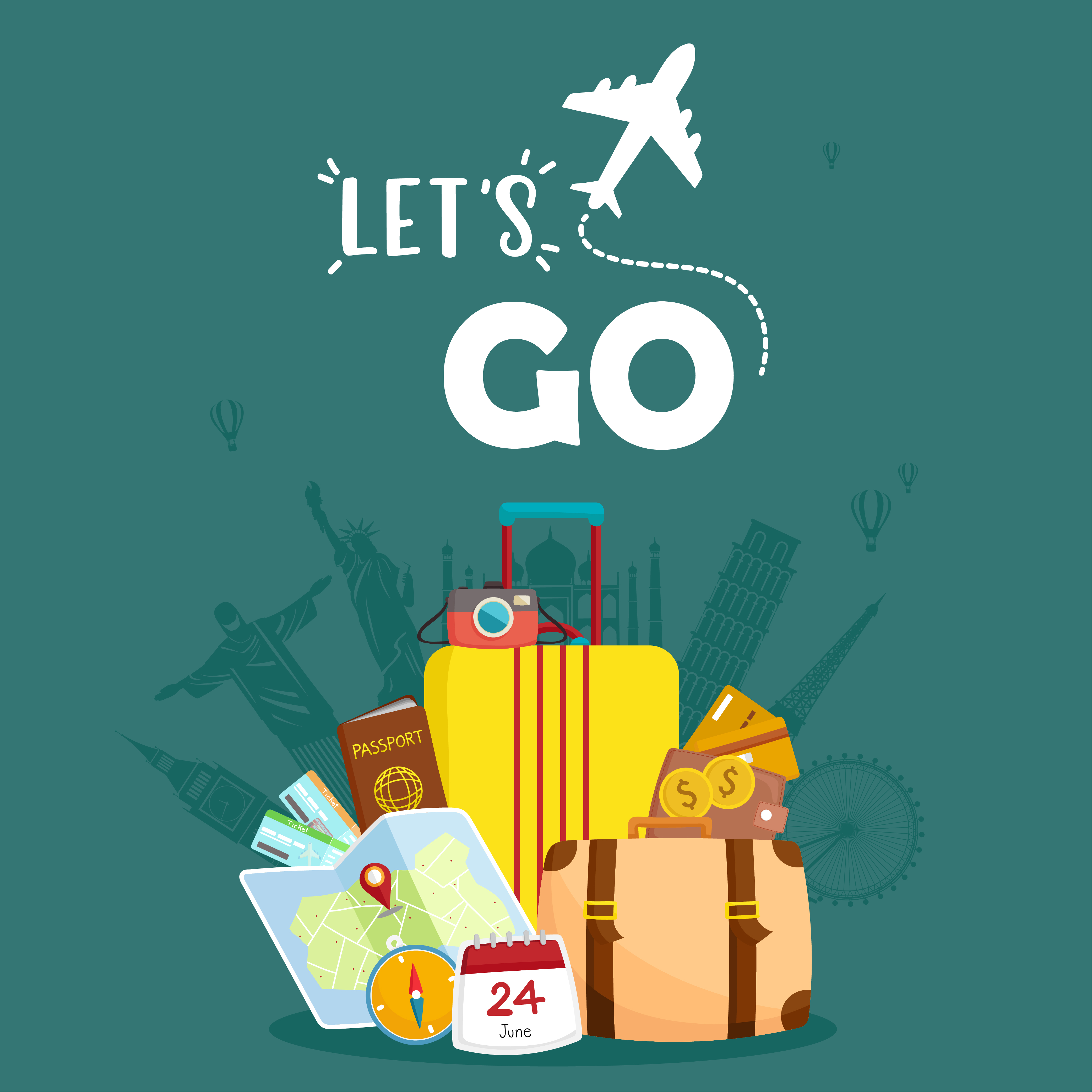 Essential Travel Equipment Vacation and Tourism Design 1128258