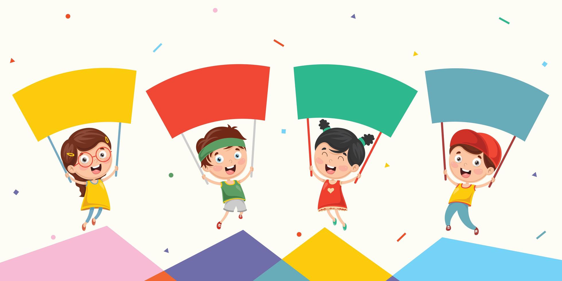 Kids Holding Blank Placards vector