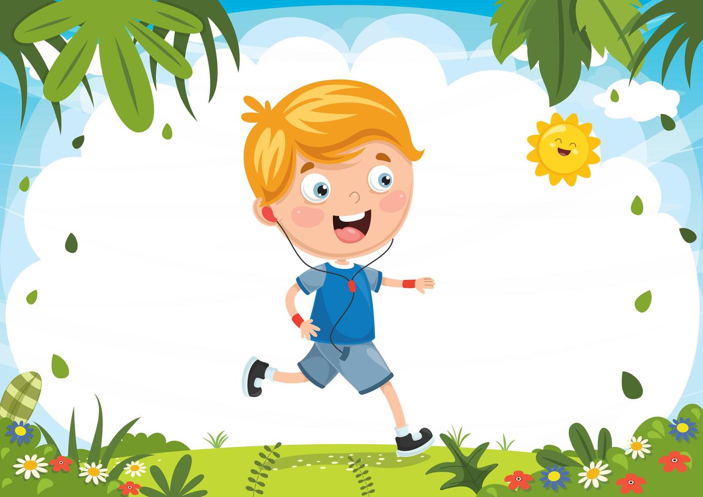 Boy jogging in nature vector