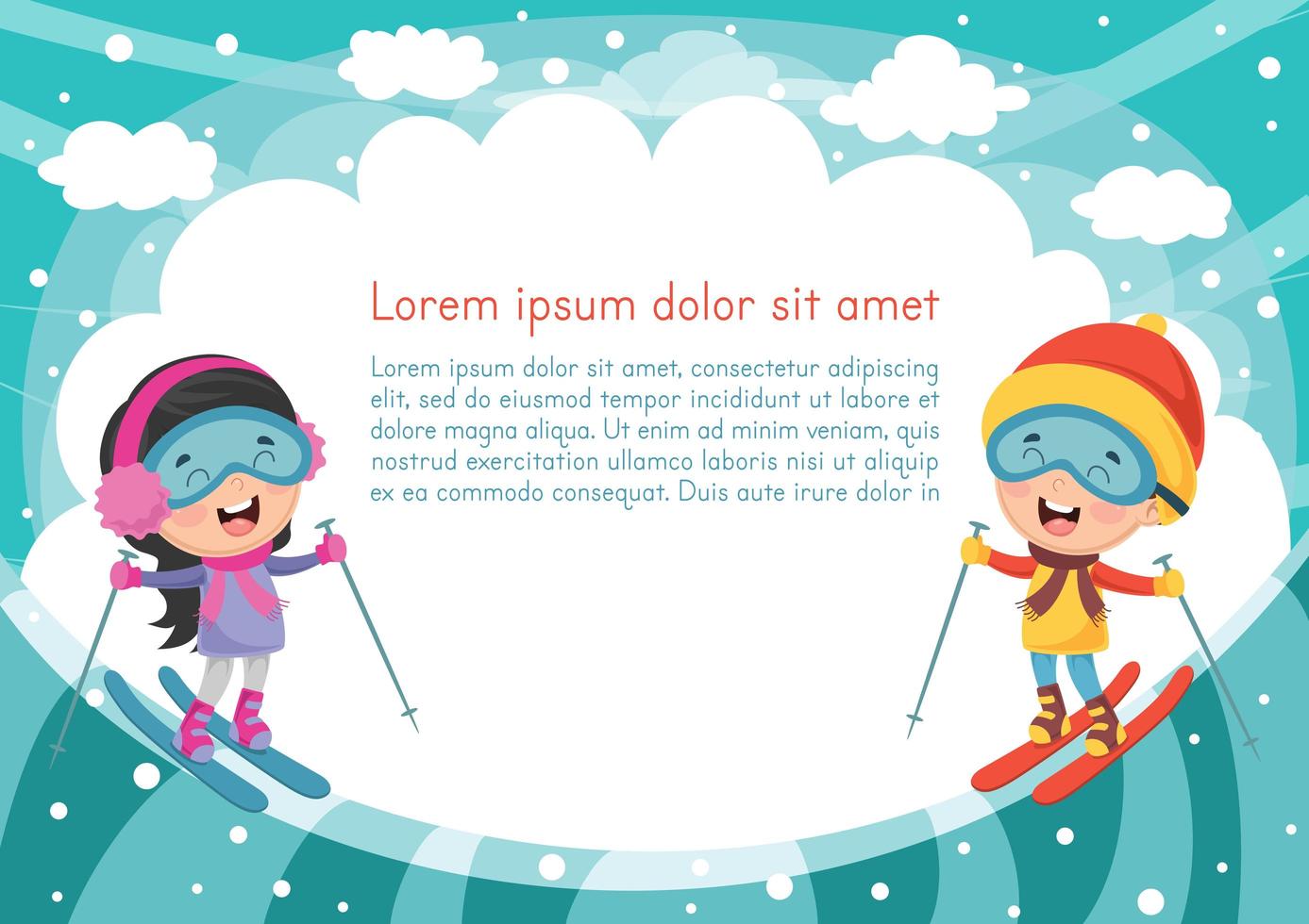 Kids Skiing Background vector