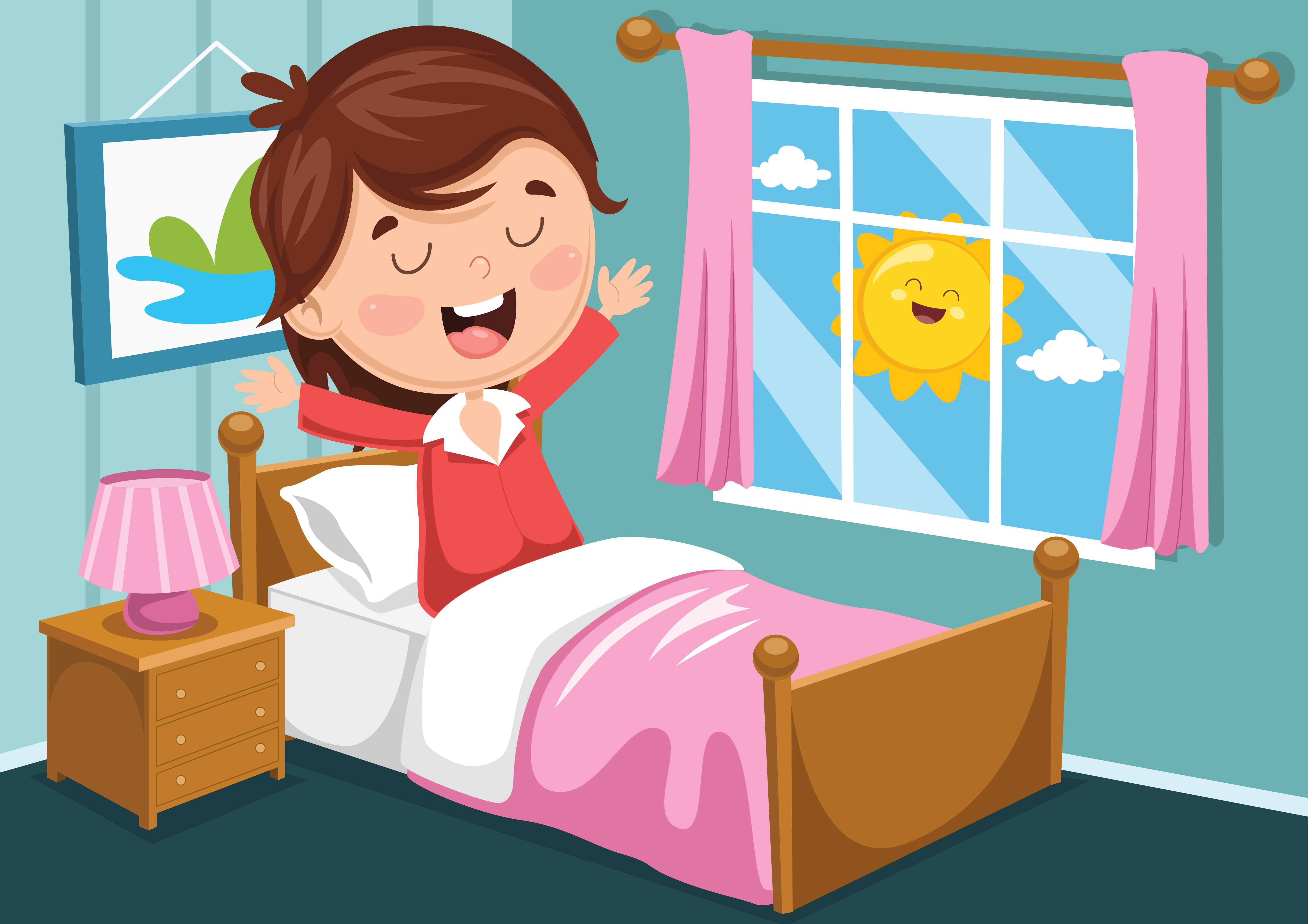 Girl Waking Up 1130663 Vector Art at Vecteezy