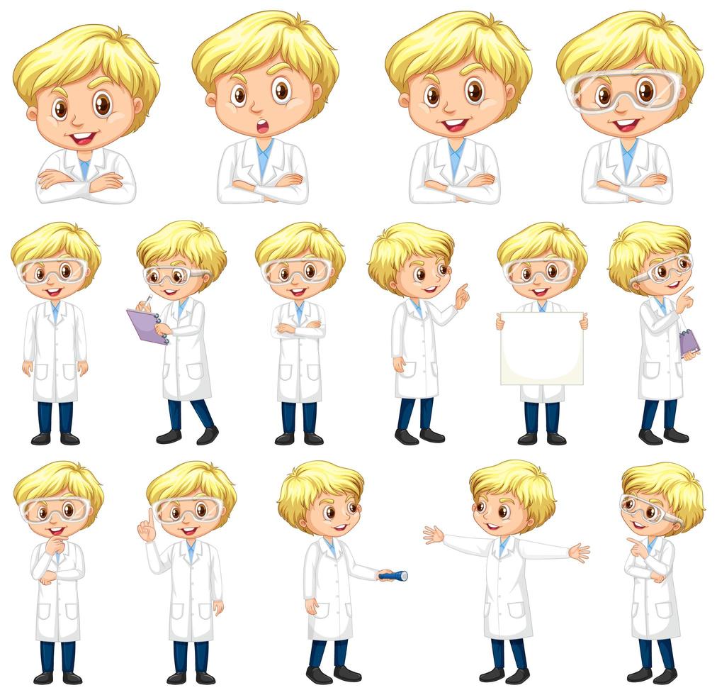 Boy in lab coat set vector