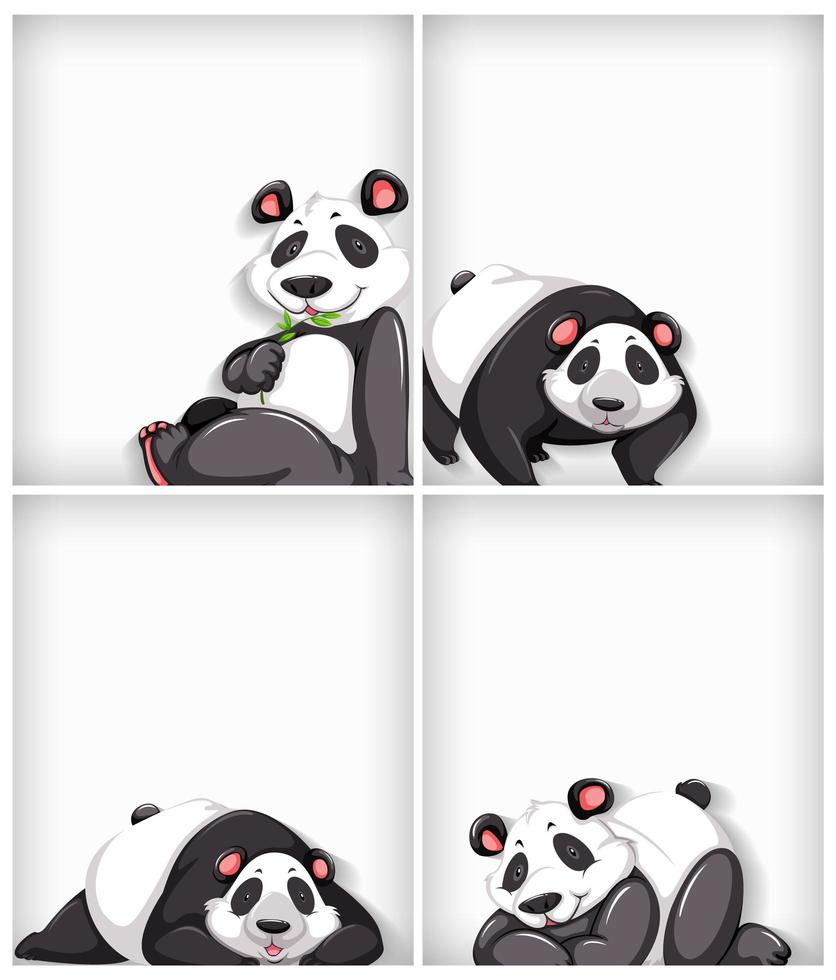 Set of cartoon panda on white background vector