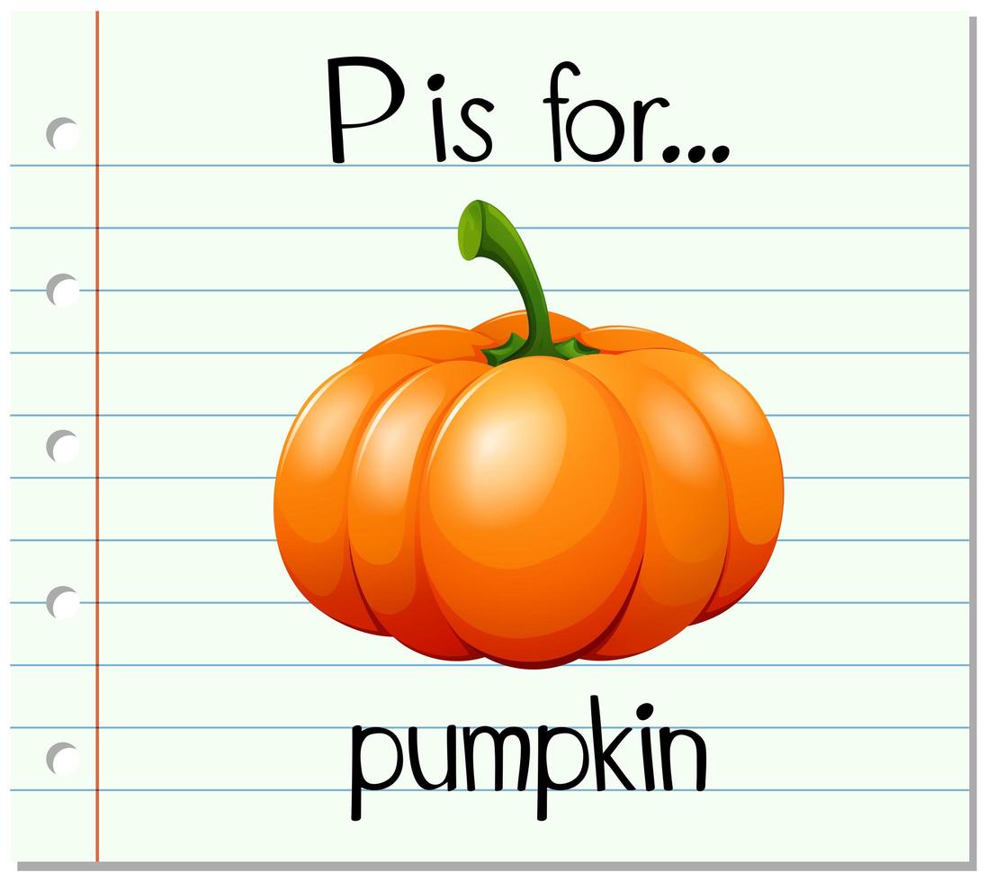 la letra p de la flashcard es para calabaza vector