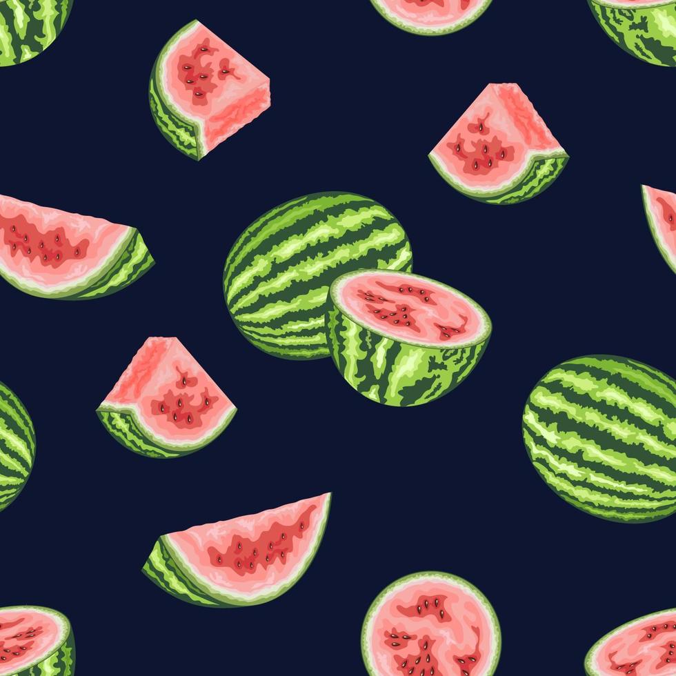 Realistic watermelon pattern vector