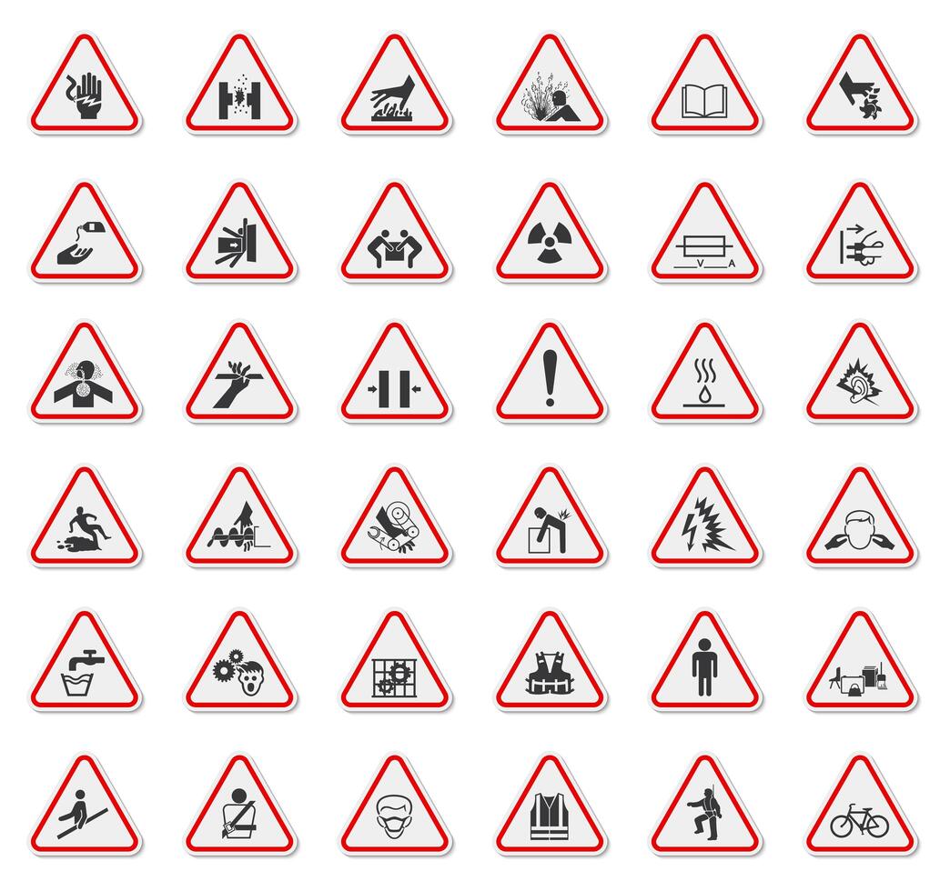 Warning Hazard Symbols labels Sign vector