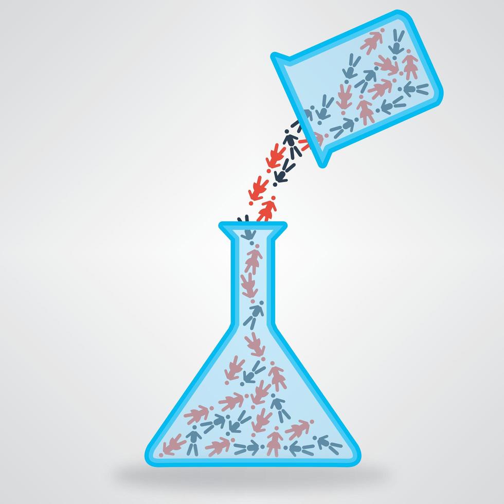 People in experiment funnel vector