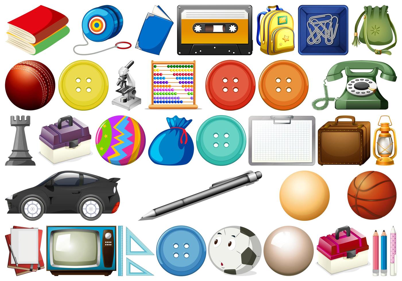 Assorted Office, Home, and School Objects vector