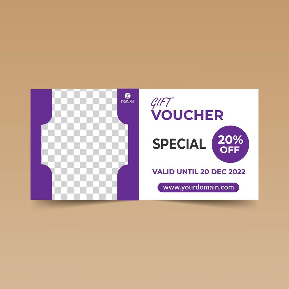 Purple Photo Frame Gift Voucher Template 1132913 Vector Art at Vecteezy