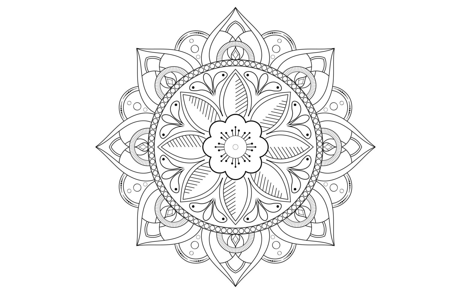 Flower line  mandala in black and white vector
