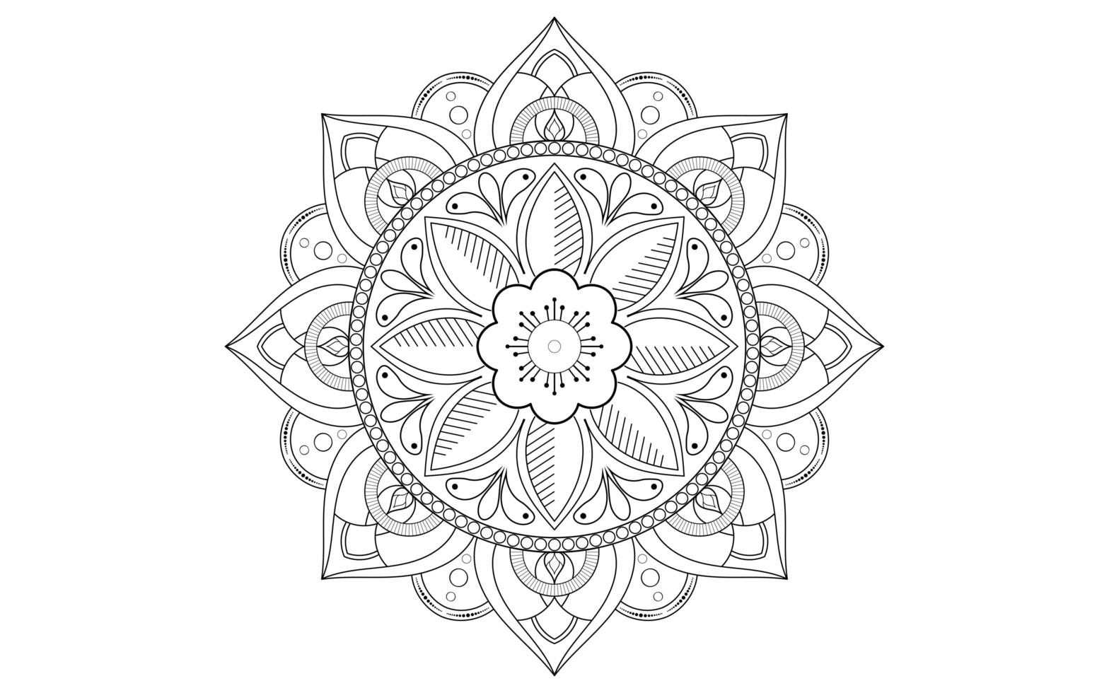 línea de flores mandala en blanco y negro vector