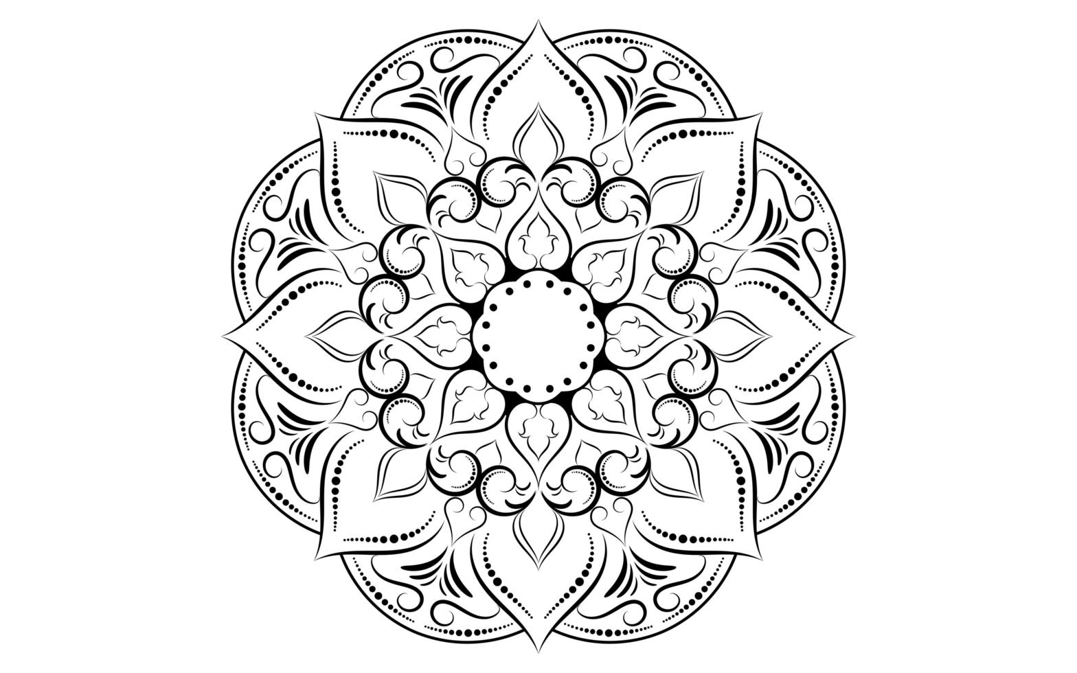 patrón de mandala floral blanco y negro vector
