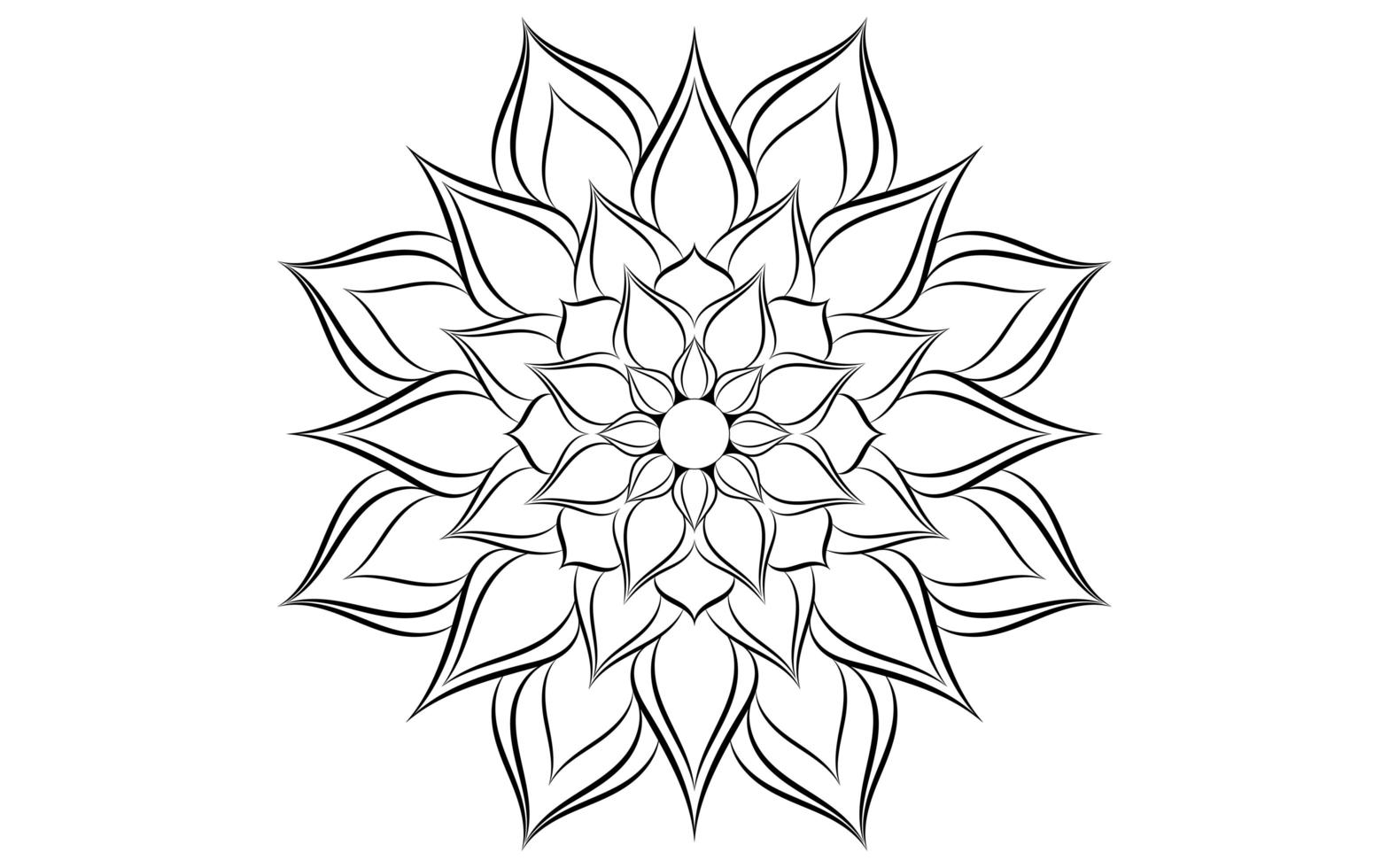 Black and white floral simple mandala pattern vector