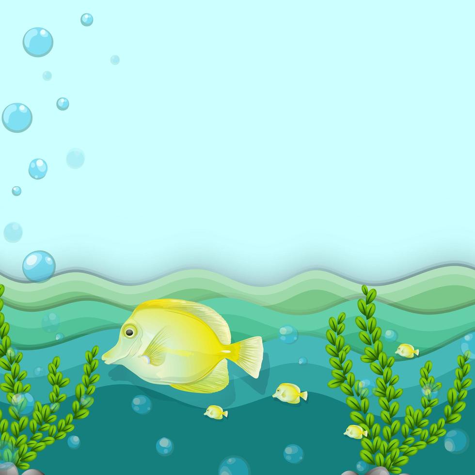 Yellow Fish Swimming Underwater vector