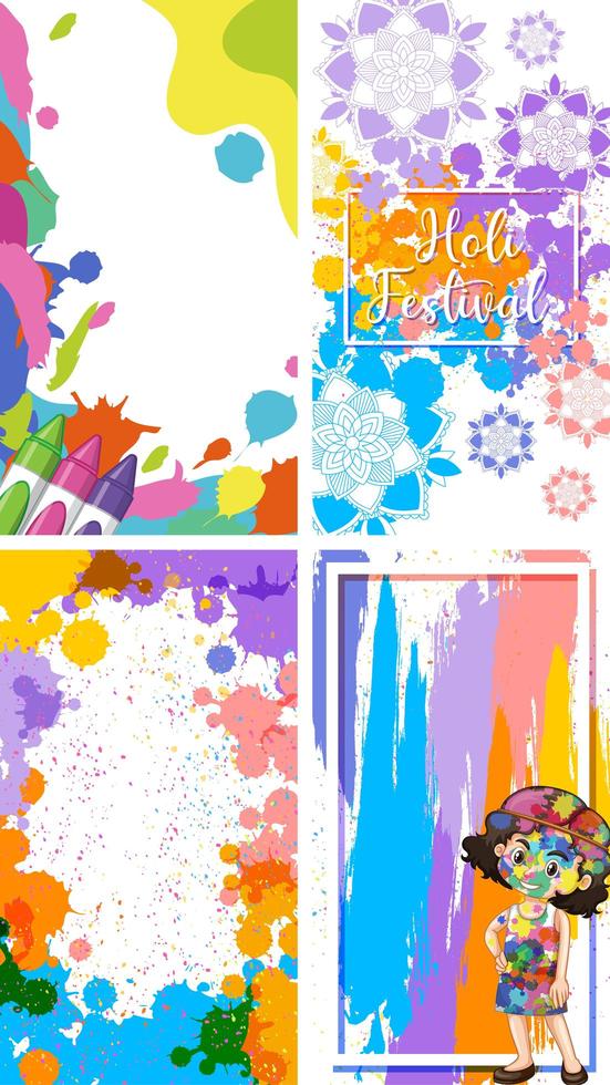 festival holi con fondos de pintura colorida vector