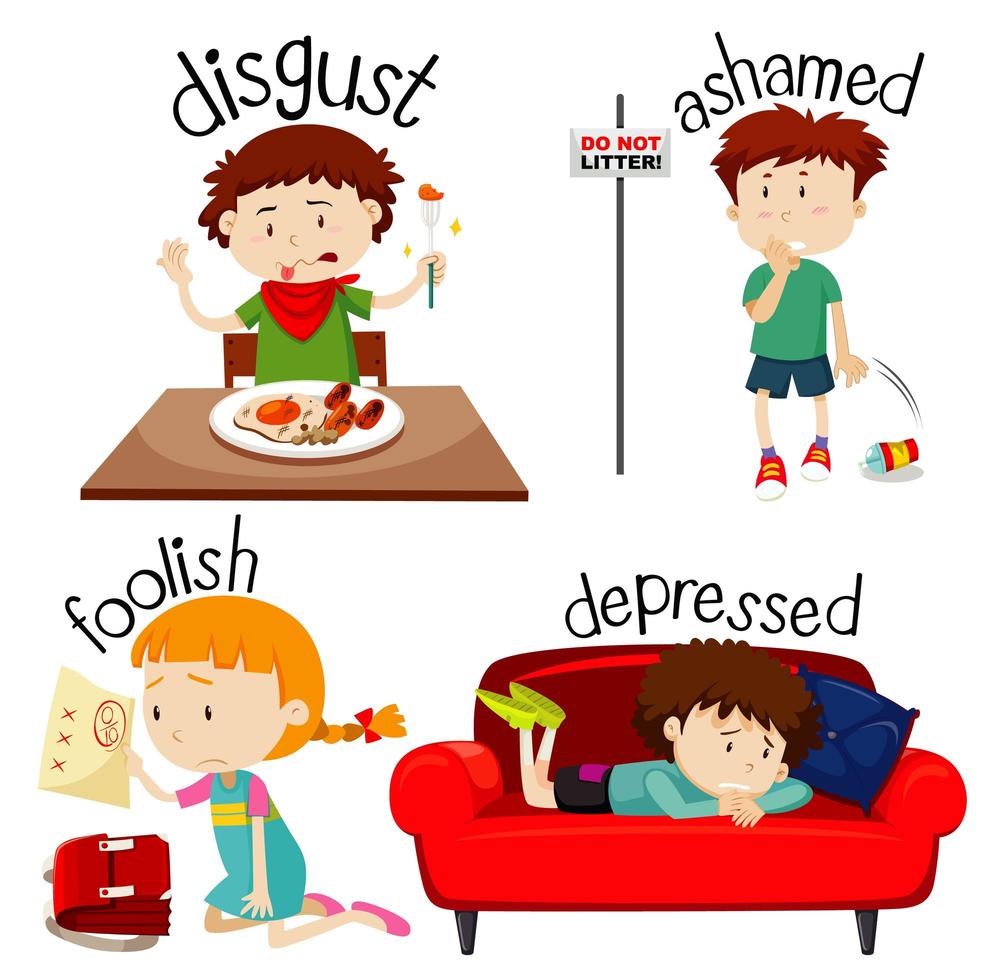 Set of Kids Expressing Different Feelings vector