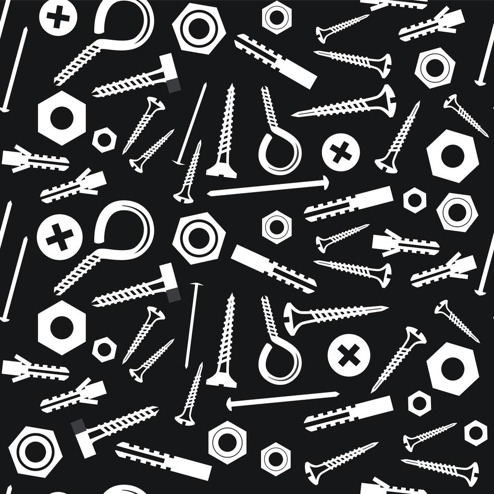 Seamless black and white nuts and bolts vector