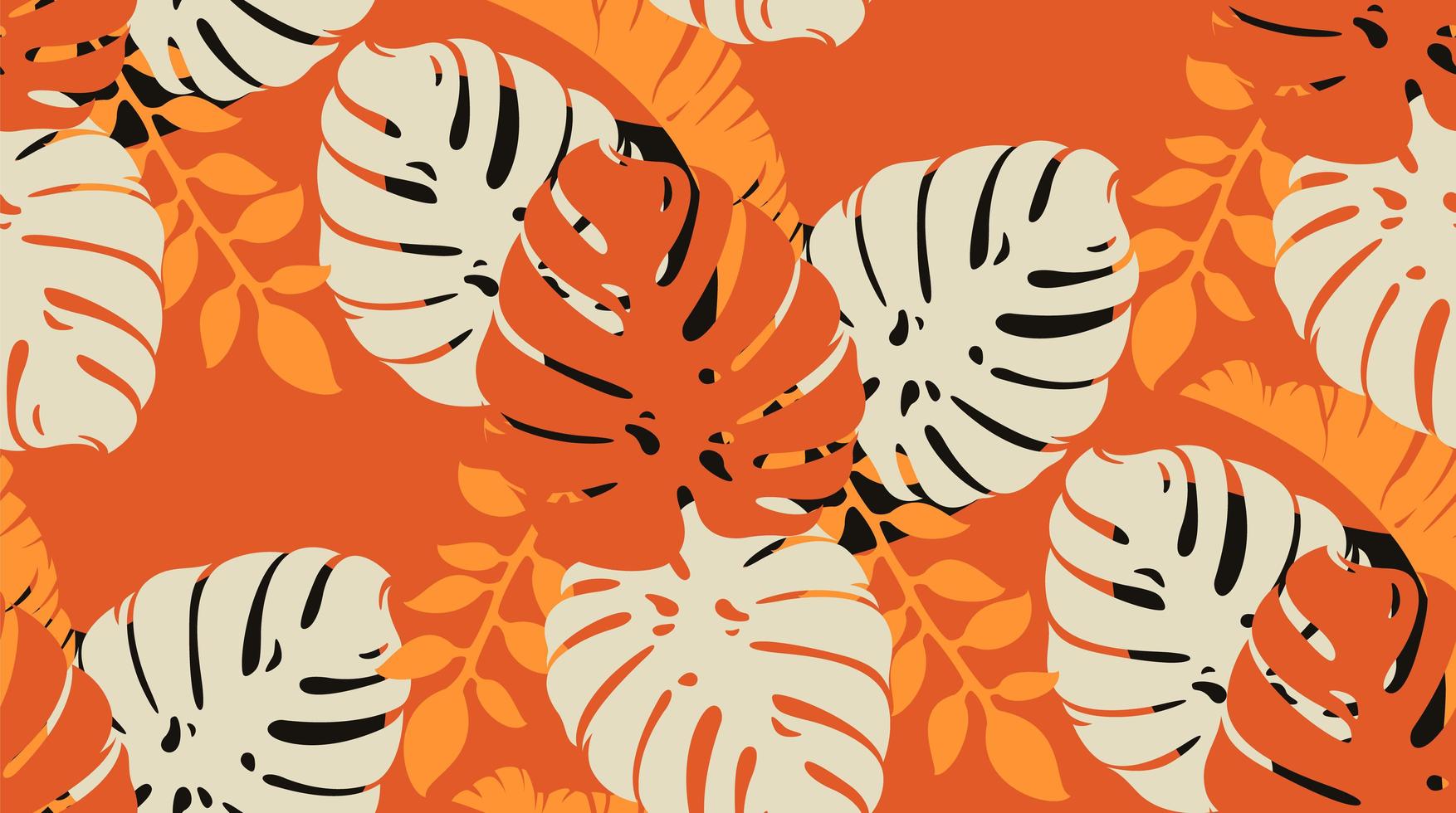 Color pattern with monstera leaves vector