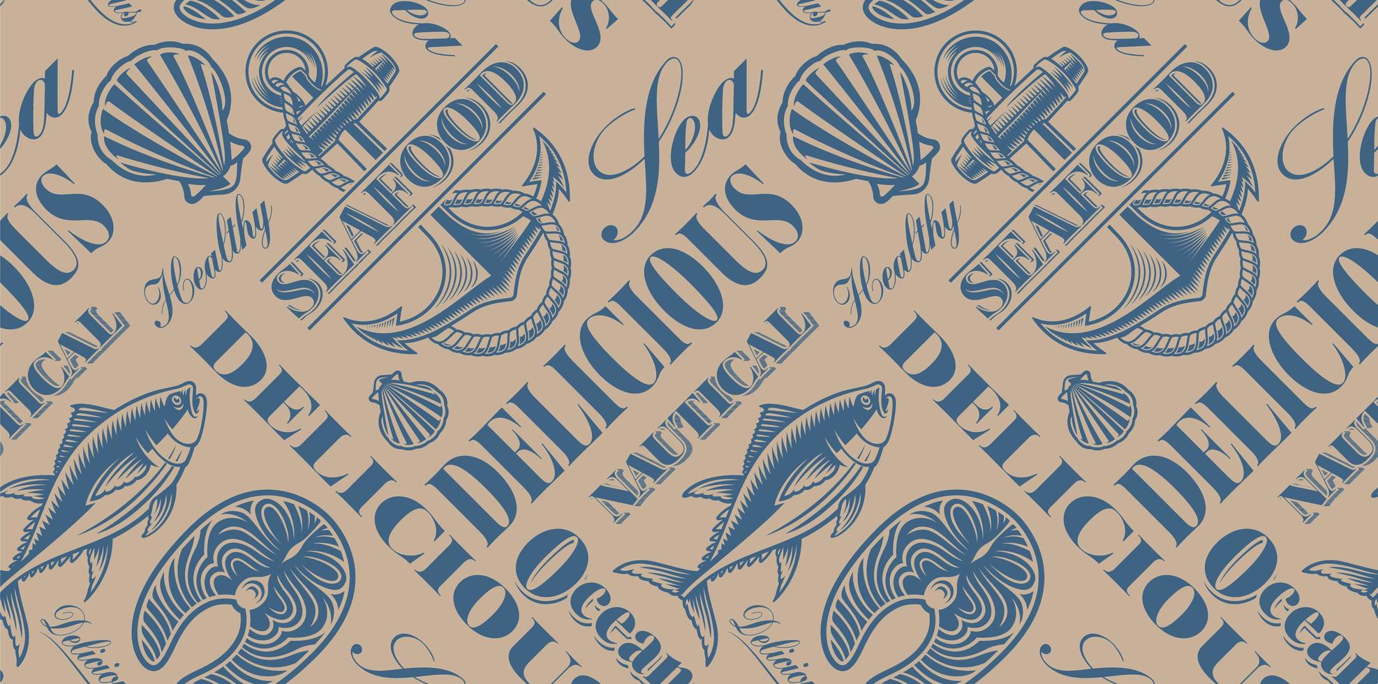 Seamless background for seafood theme vector