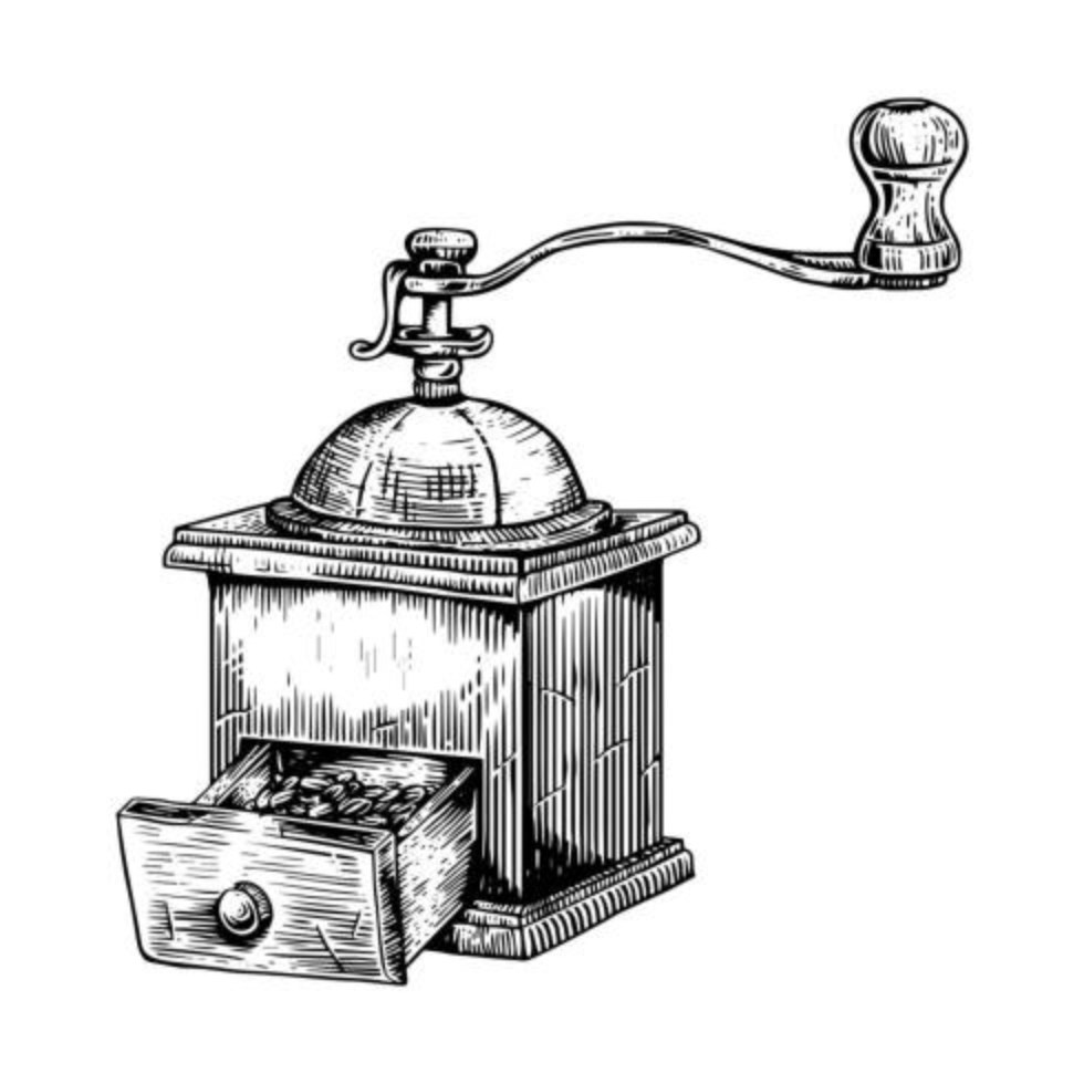 Hand drawn engraving of vintage grinder  vector