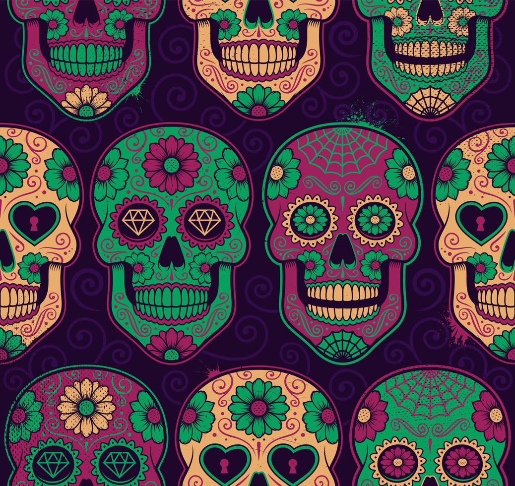 Sugar skulls seamless pattern. vector