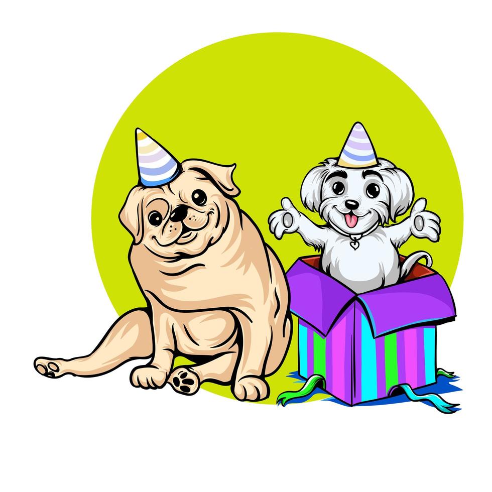 diseño de tarjeta de felicitación de cumpleaños de mascotas vector