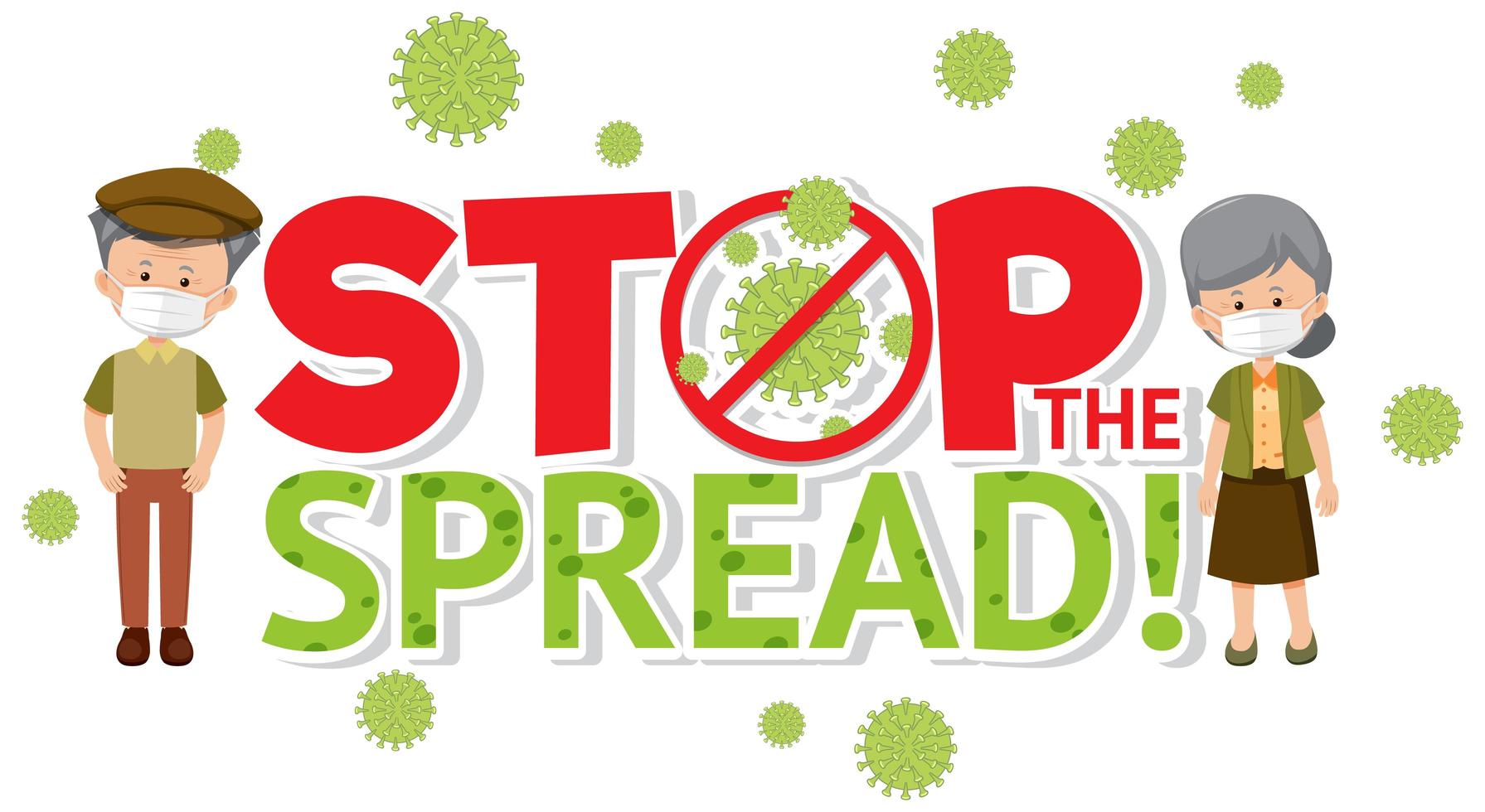 Stop the coronavirus spread with elderly couple  vector