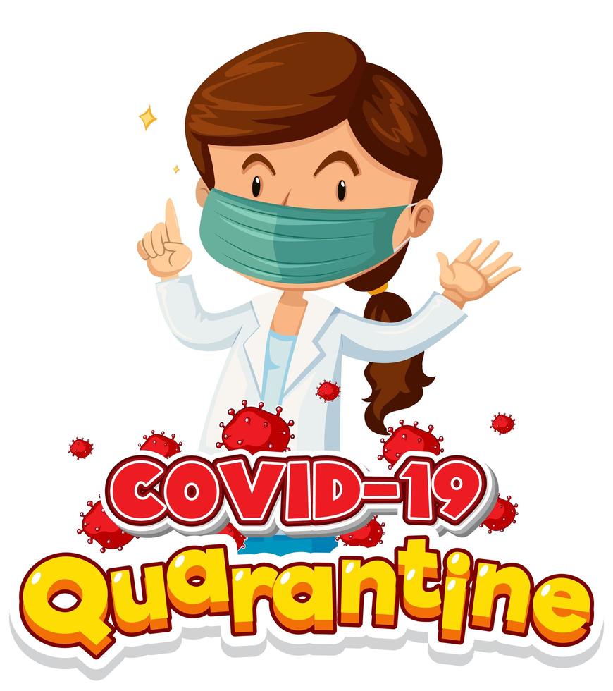 Diseño de póster de coronavirus con doctora con máscara vector