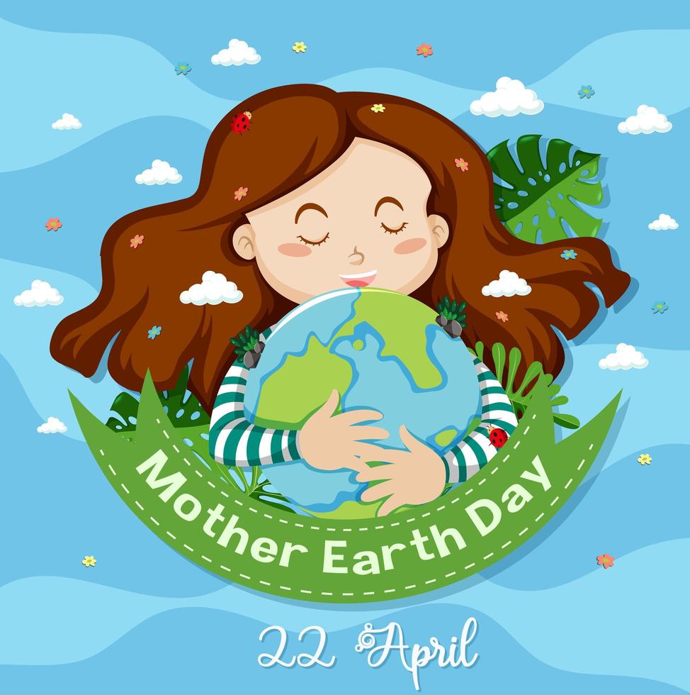 Mother earth day design with woman hugging earth  vector