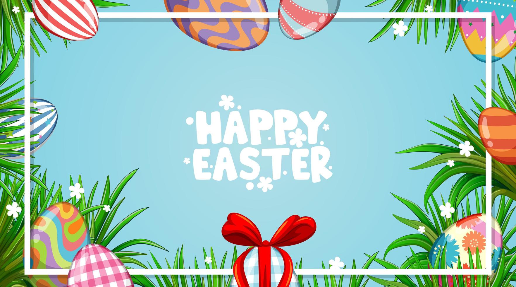 Easter design with decorated eggs and green grass vector