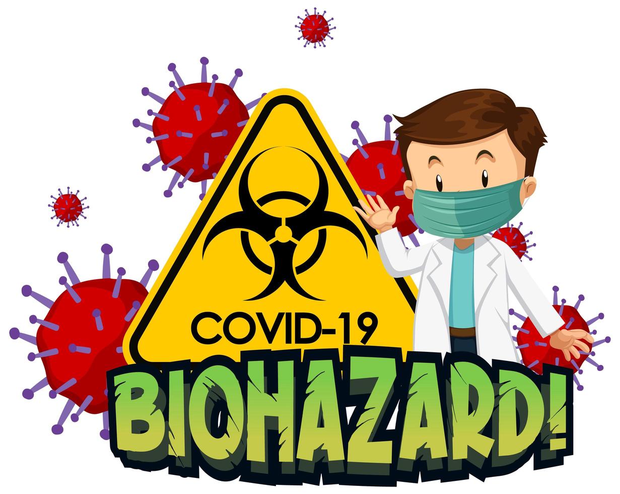 Coronavirus theme with doctor and biohazard sign vector