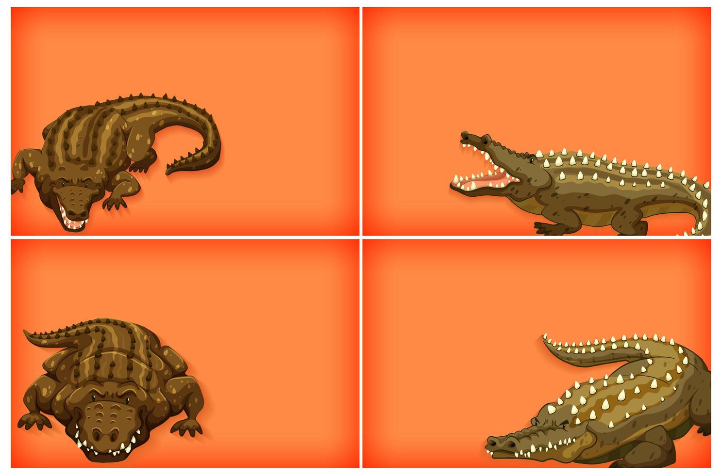 Crocodile background template set vector