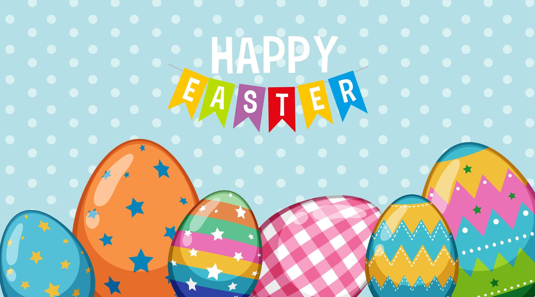 Happy Easter poster design  with decorated eggs  vector