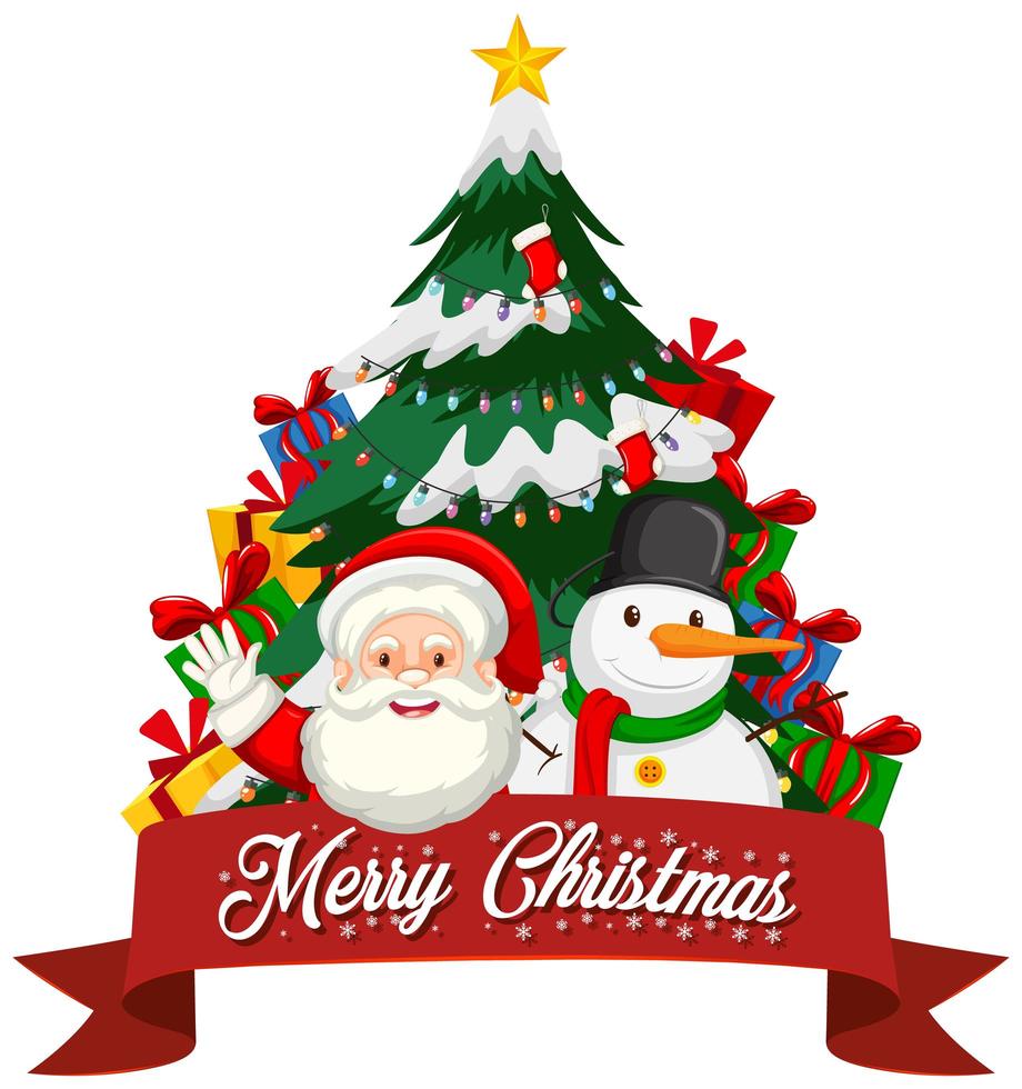 Christmas theme with Santa and tree vector