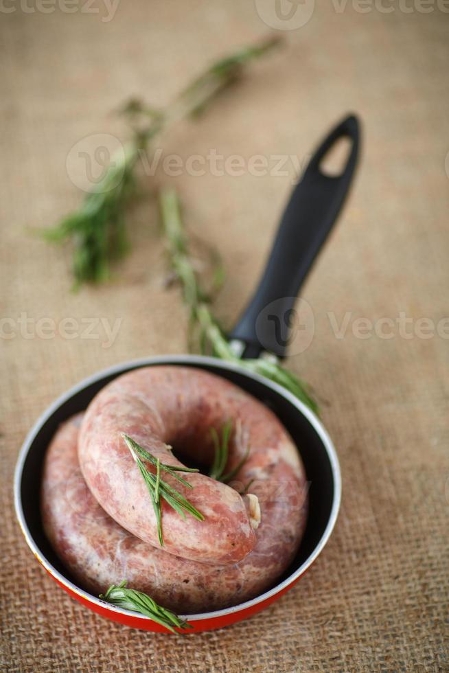 Crude homemade beef sausage photo