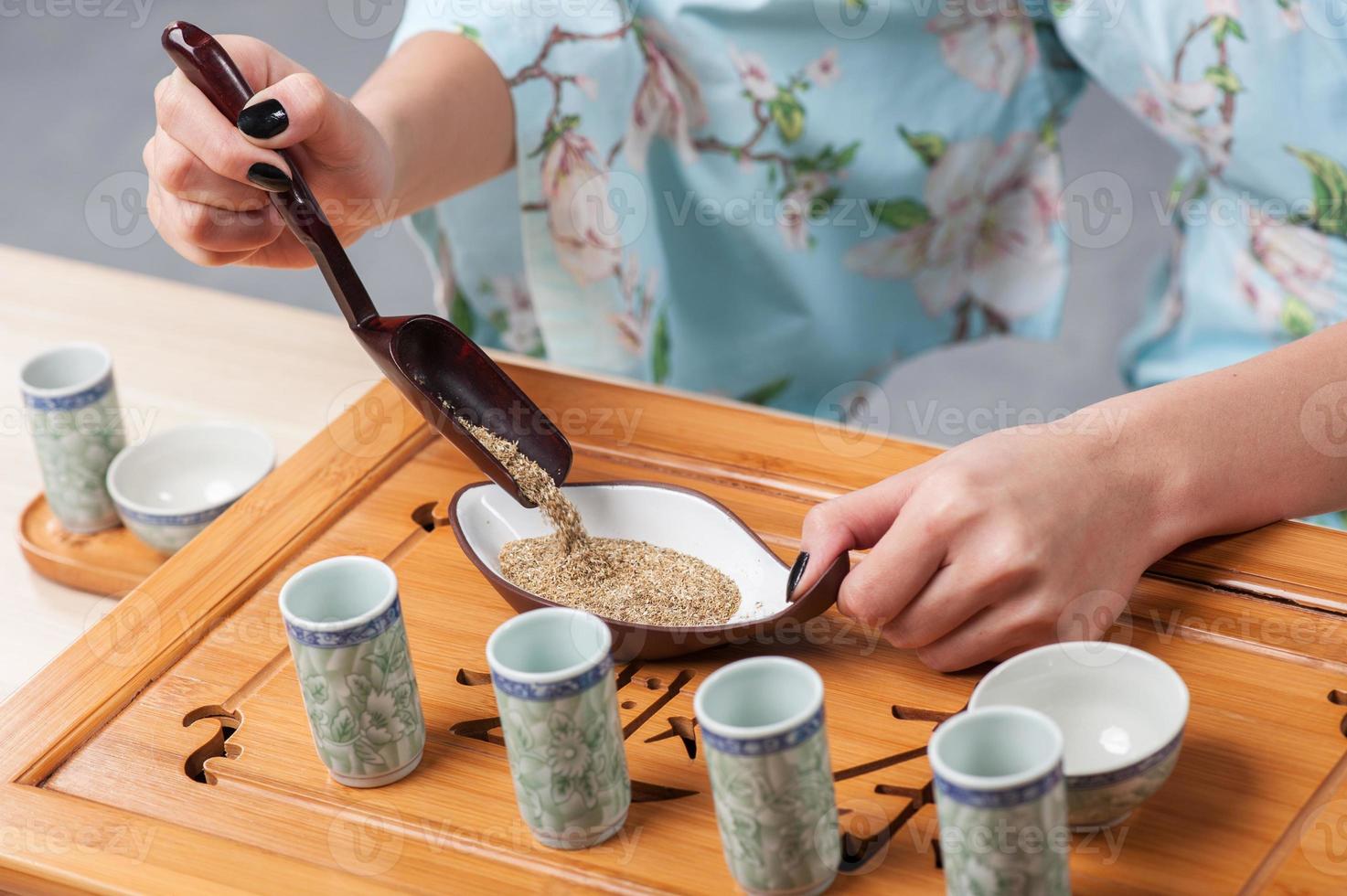 Getting ready for tea ceremony photo