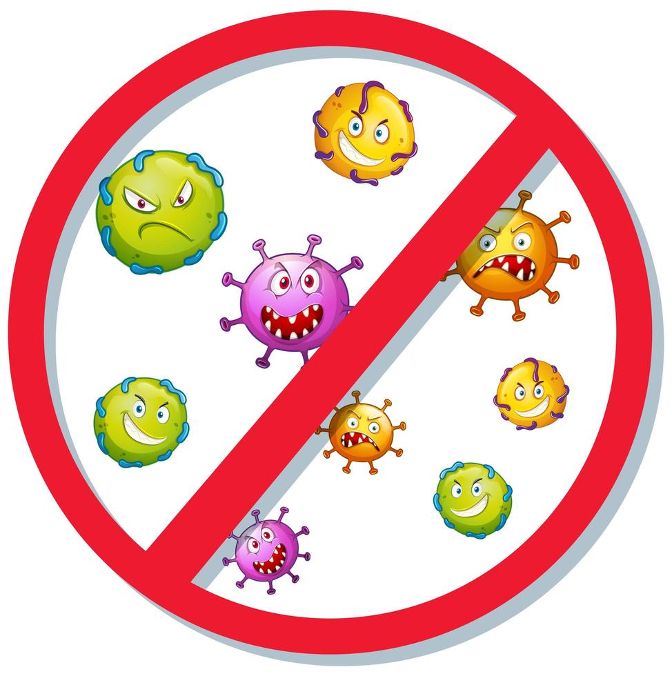 Stop sign with many virus cells  vector