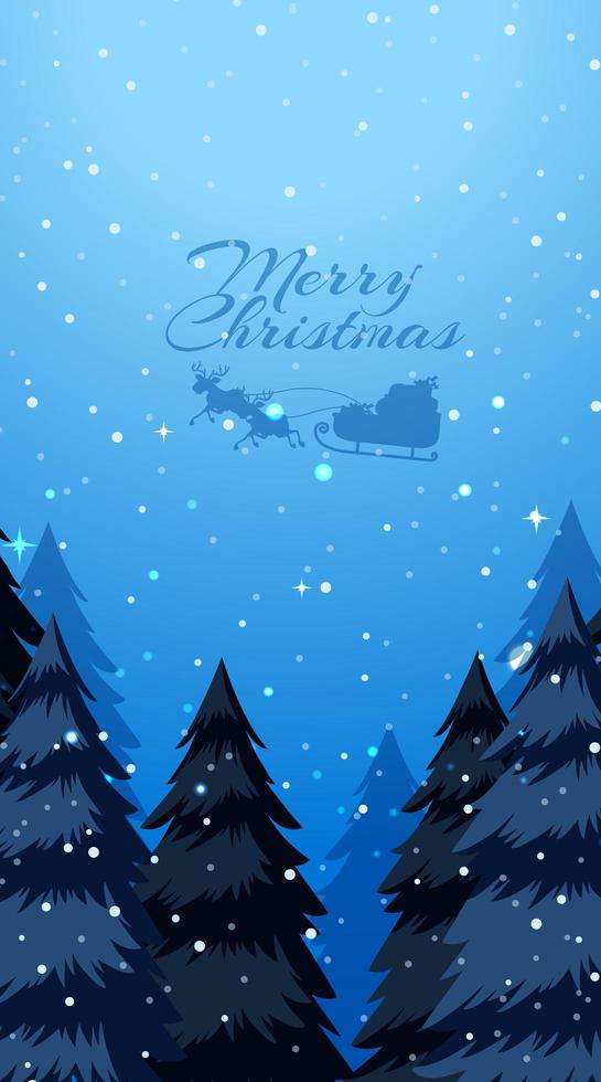 Merry Christmas scene with snow in the forest vector