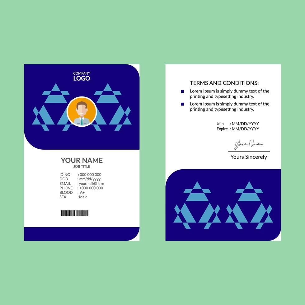 Blue, White ID Card Template vector