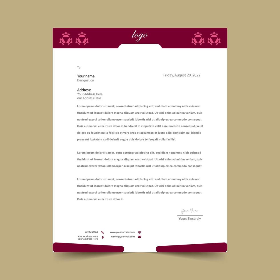 Pink, Purple Letterhead Template vector