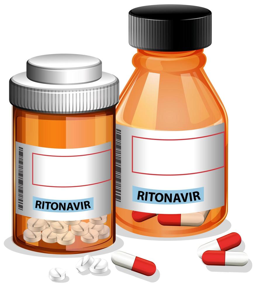 pastillas de ritonavir en botellas vector