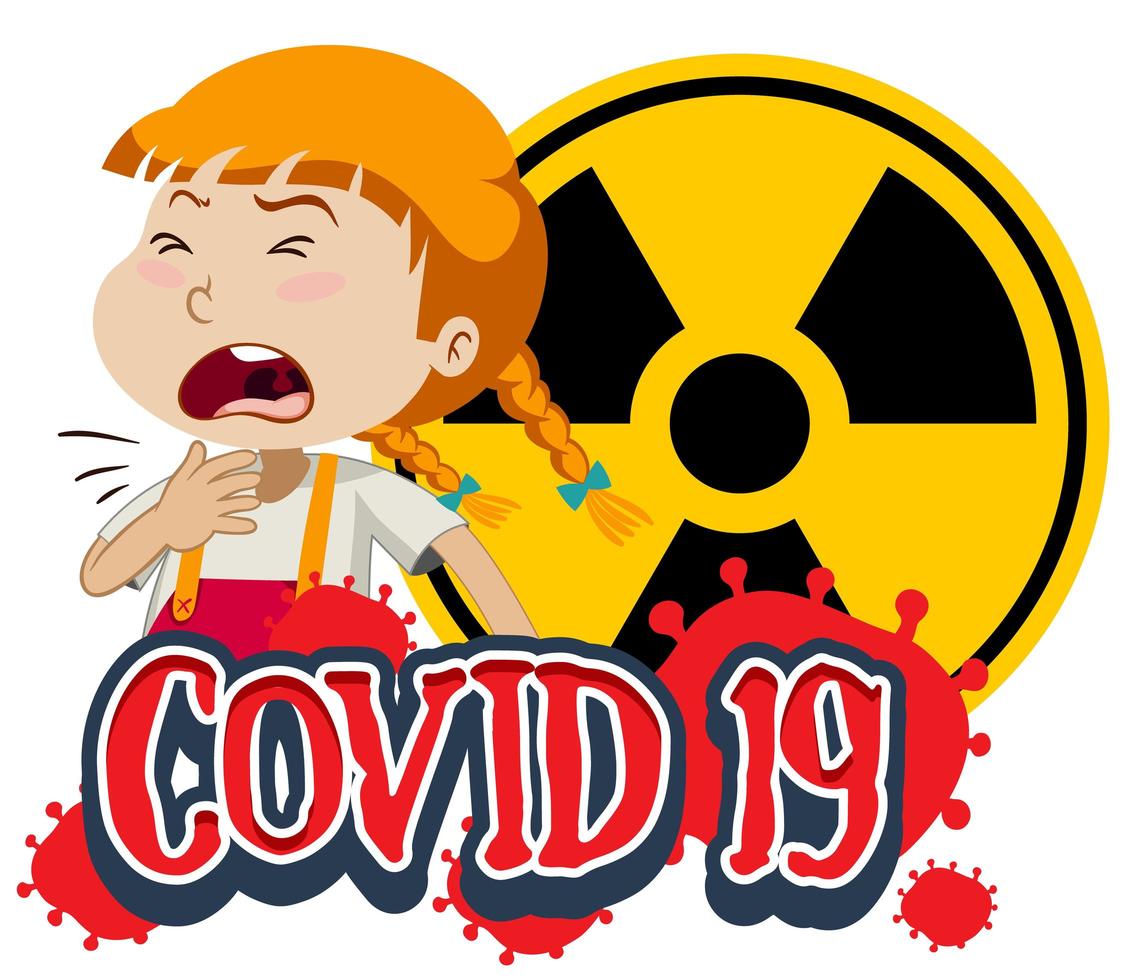 covid-19 niña enferma tosiendo vector