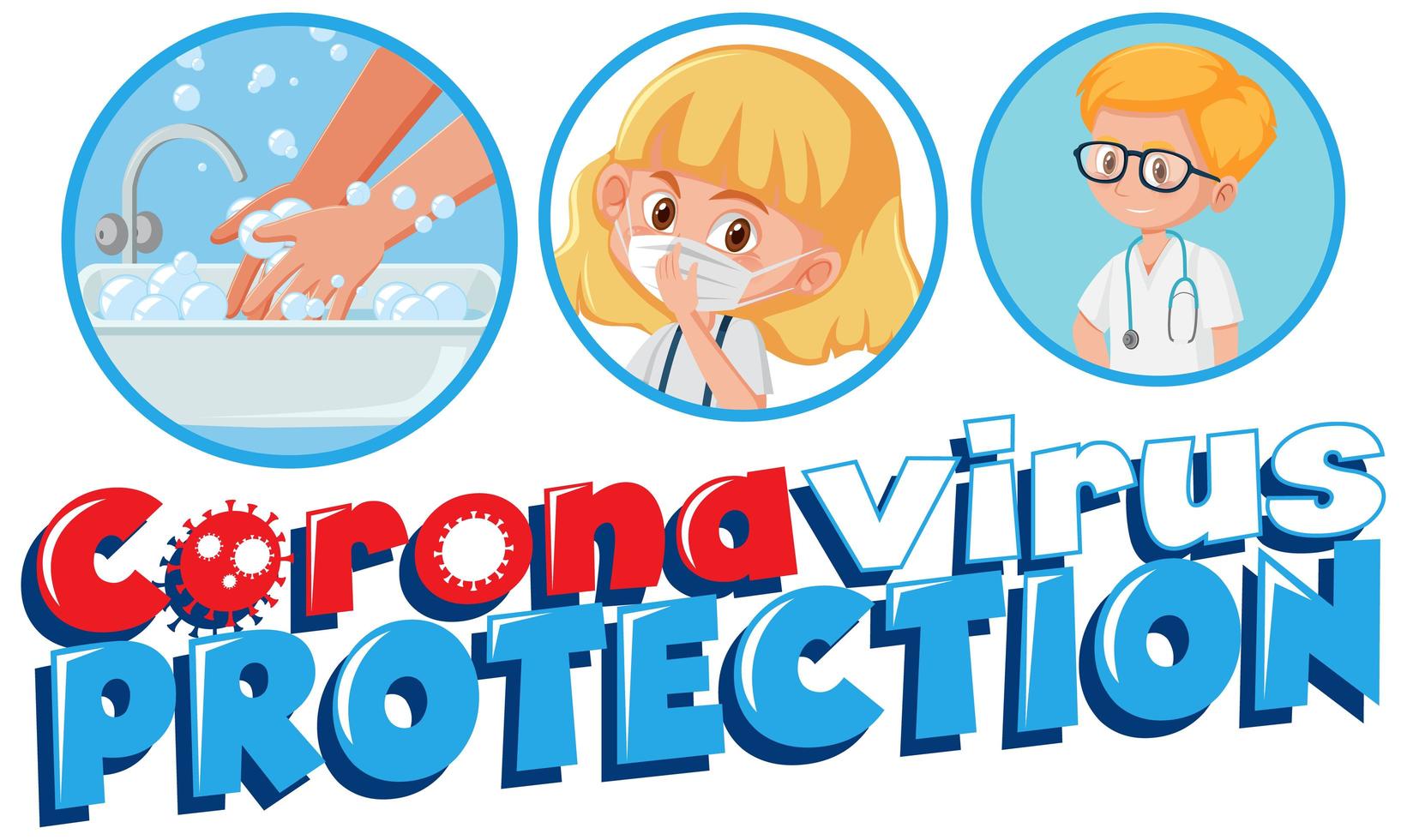 cartel de coronavirus con `` protección de coronavirus '' vector